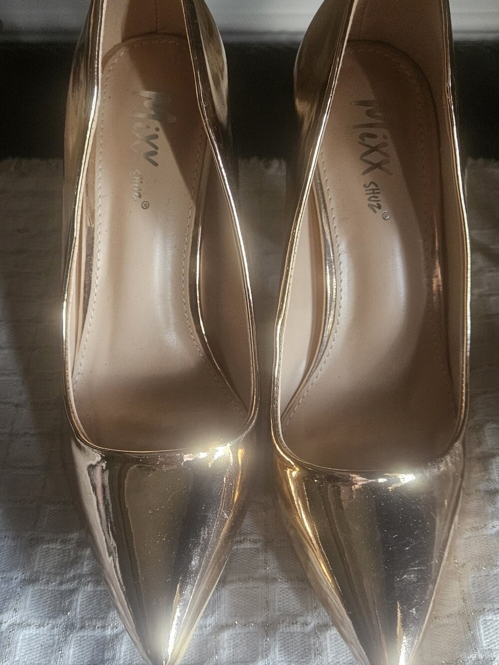 Gold Pointed-Toe Pumps